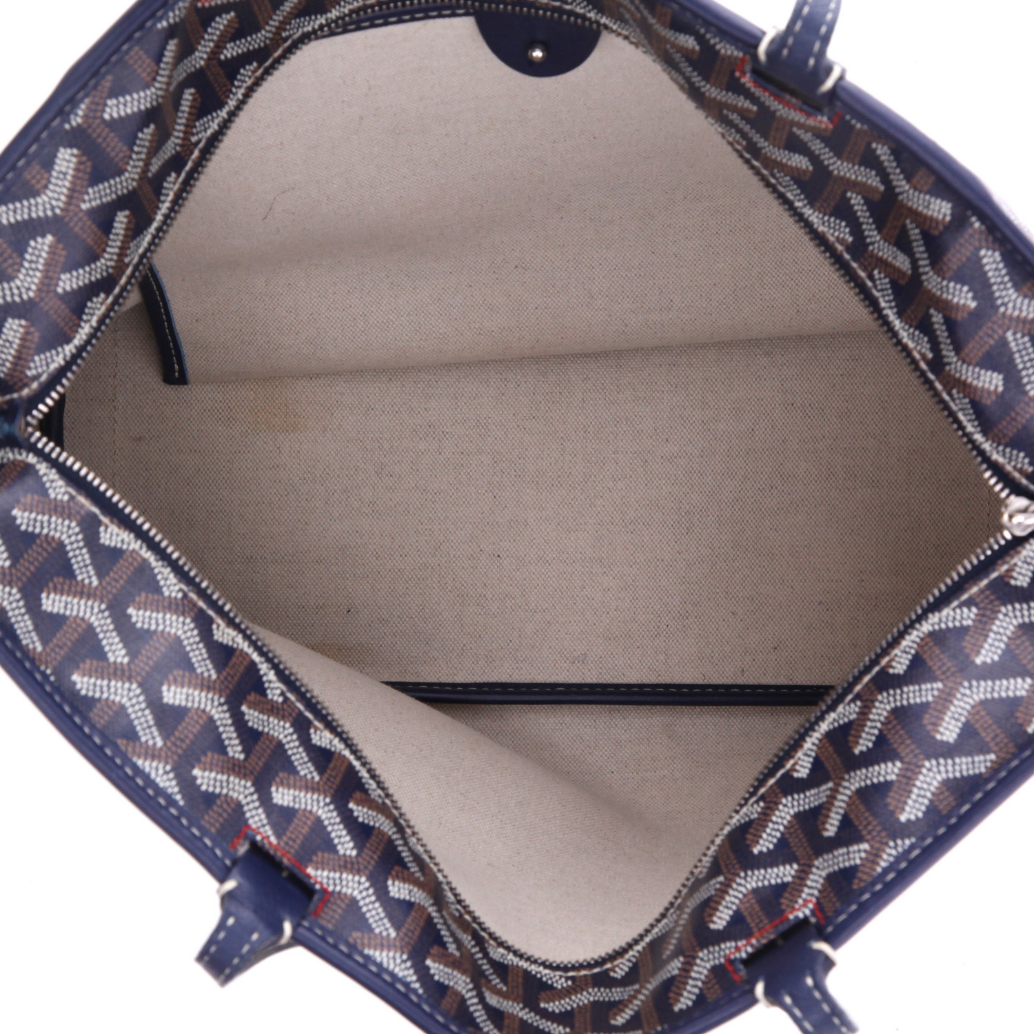 Bolso Cabás Goyard  Artois modelo pequeño  en tela Goyardine azul marino y cuero azul marino - Detail D3