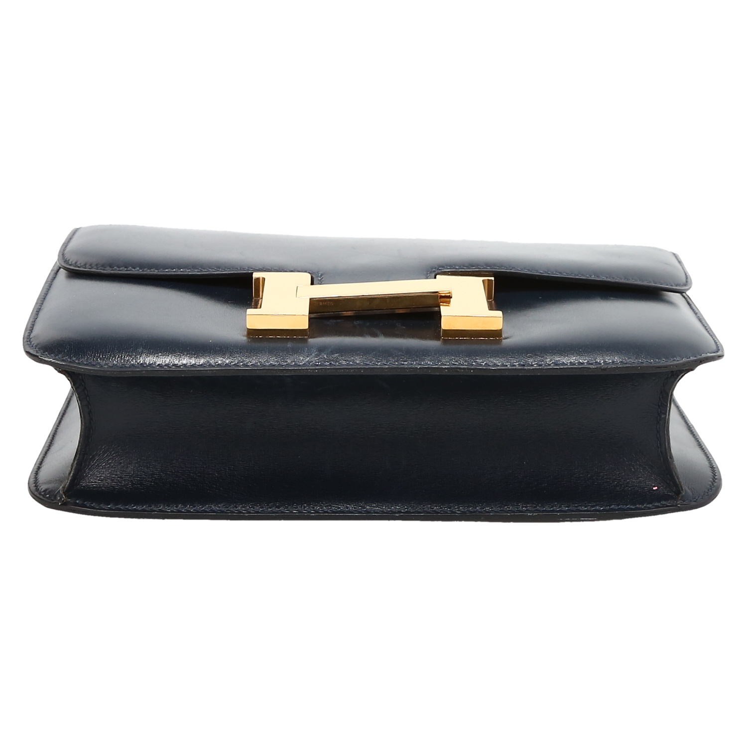 Hermès  Constance handbag  in navy blue box leather - Detail D1
