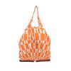 Hermès  Silky Pop - Shop Bag shopping bag  in orange satin  and brown leather - 360 thumbnail