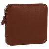 Hermès  Silky Pop - Shop Bag shopping bag  in orange satin  and brown leather - Detail D3 thumbnail