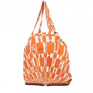 Sac cabas Hermès  Silky Pop - Shop Bag en satin orange et cuir marron