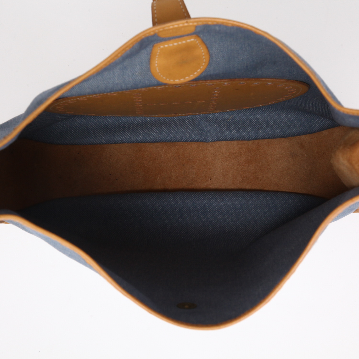 Hermès  Evelyne shoulder bag  denim canvas  and natural leather - Detail D3