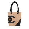 Chanel  Cambon handbag  in beige quilted leather  and black leather - 360 thumbnail
