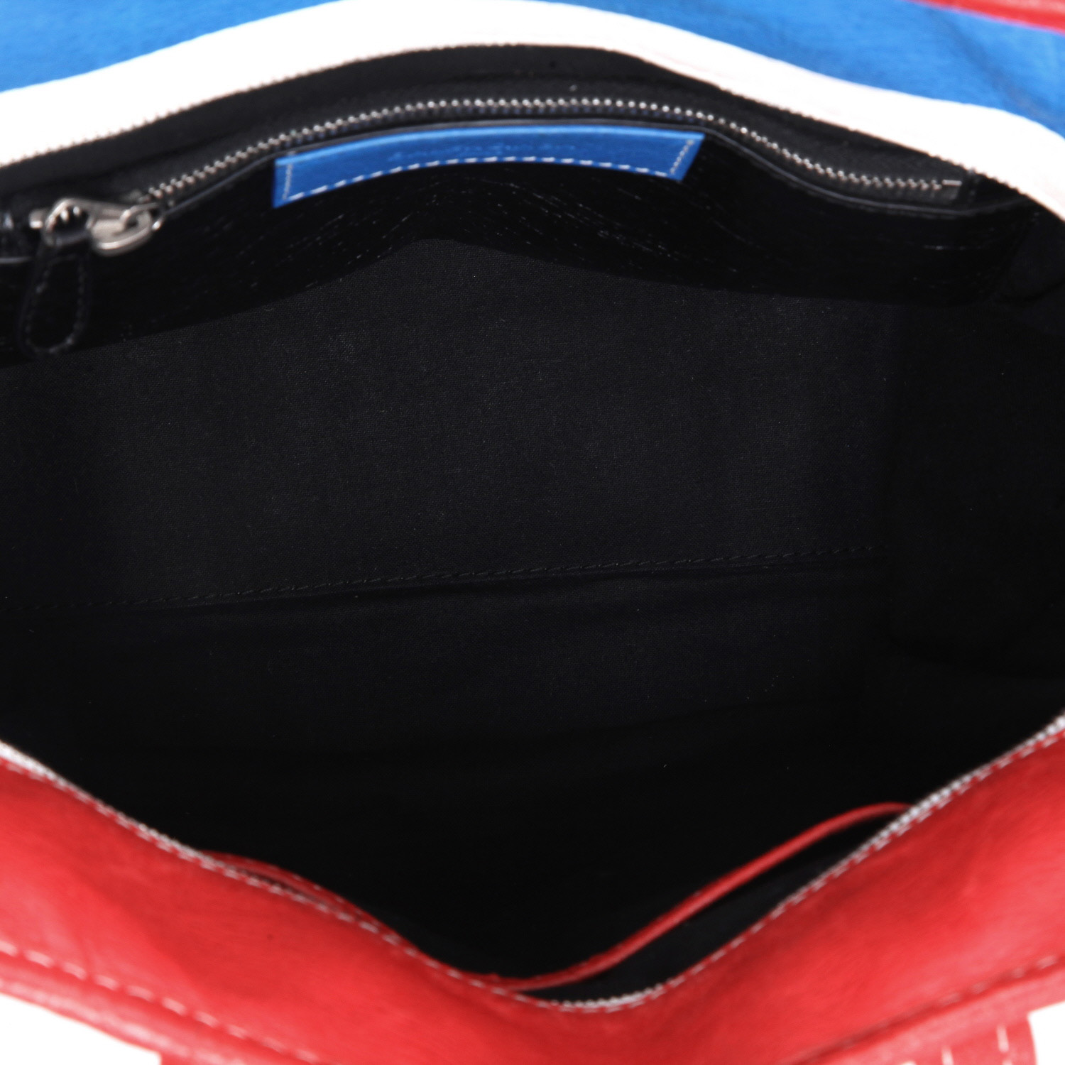 Bolso Cabás Balenciaga  Bazar shopper en cuero rojo blanco y azul - Detail D3