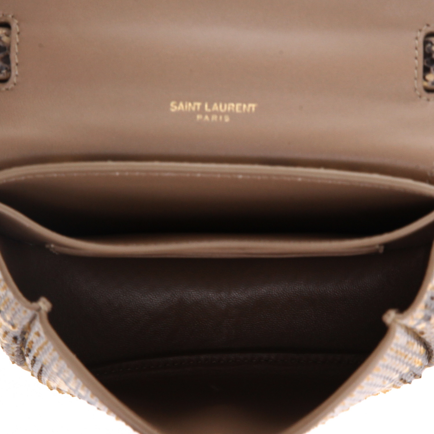 Bolso bandolera Saint Laurent  Kaia en piel de pitón beige - Detail D3