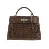 Sac à main Hermès  Kelly 32 cm en crocodile niloticus Gris Éléphant - 360 thumbnail