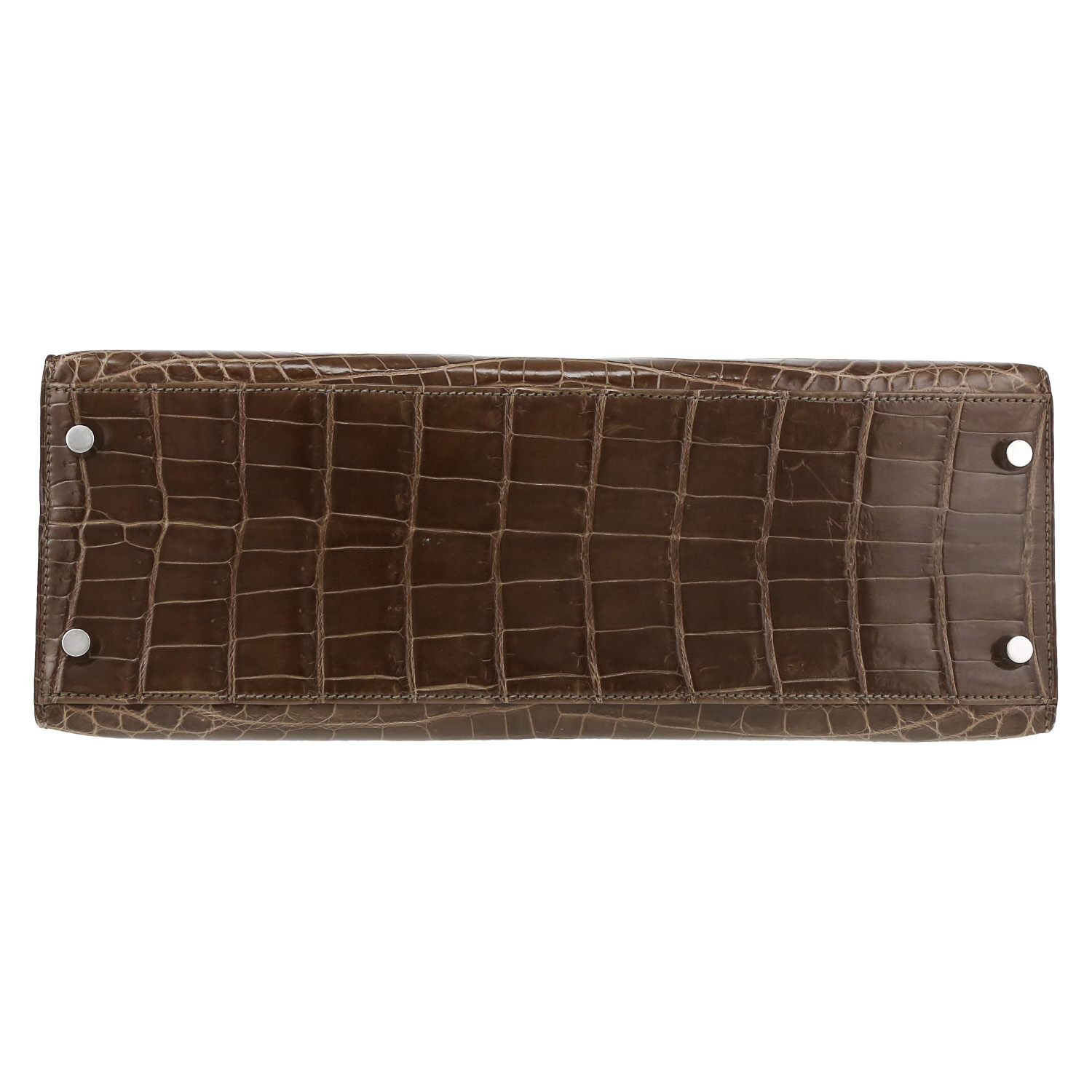 Hermès  Kelly 32 cm handbag  in Gris Éléphant niloticus crocodile - Detail D1