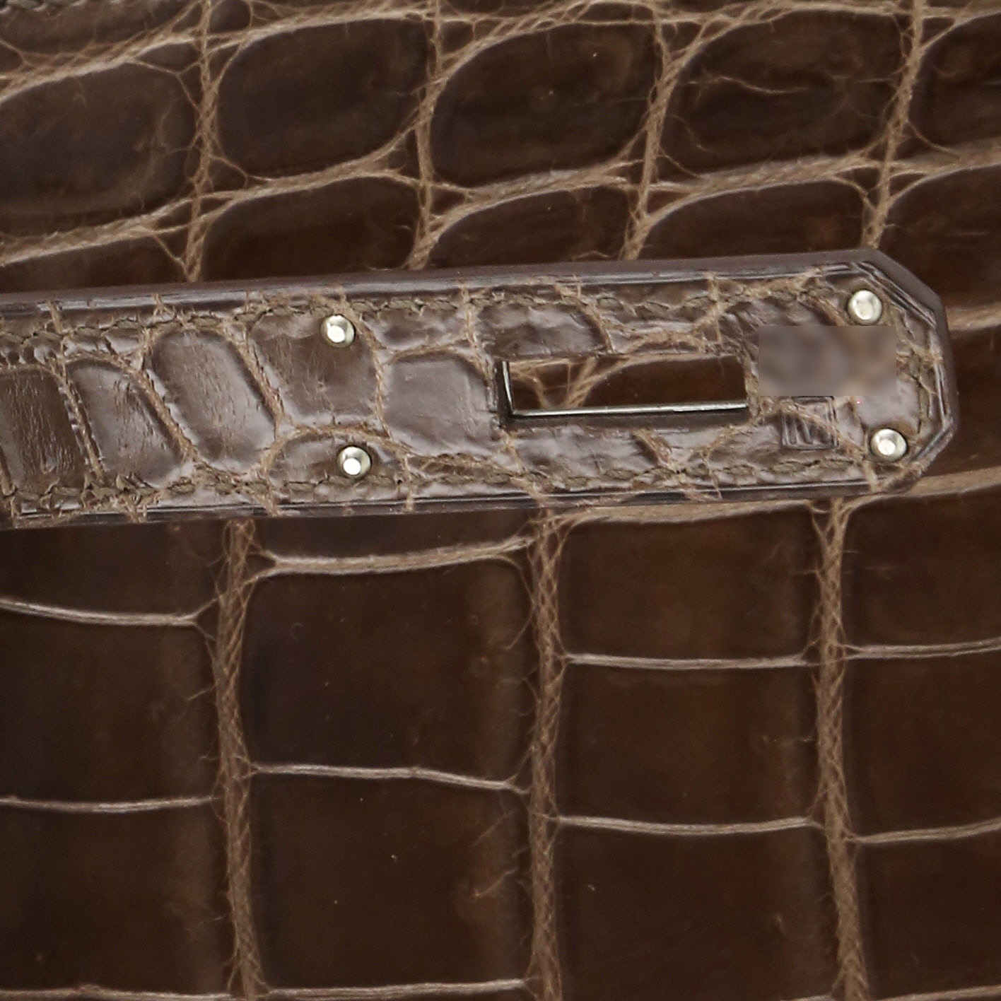 Borsa Hermès  Kelly 32 cm in coccodrillo niloticus Gris Éléphant - Detail D3