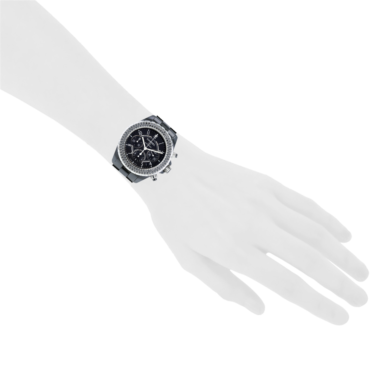 Montre Chanel J12 Chronographe en céramique noire et acier Vers 2010 - Detail D1