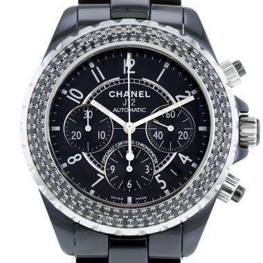 Reloj Chanel J12 Chronographe de cerámica negra y acero Circa 2010