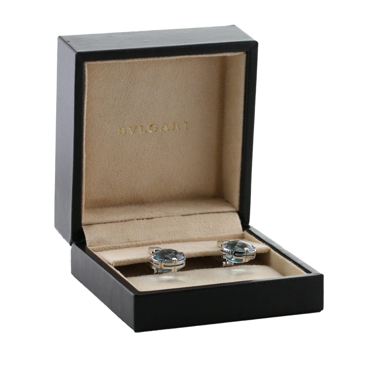 Bulgari Parentesi Cocktail earrings in white gold, topaz and diamonds - Detail D2