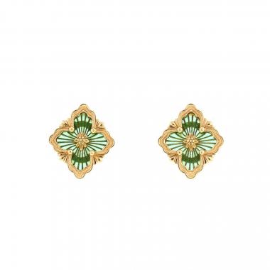 Pendientes Buccellati Opera Tulle modelo mediano de oro amarillo y esmalte