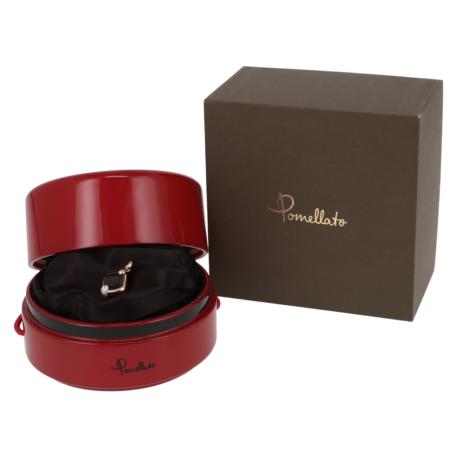 Pomellato Ritratto medium model pendant in pink gold, quartz and diamonds - Detail D2