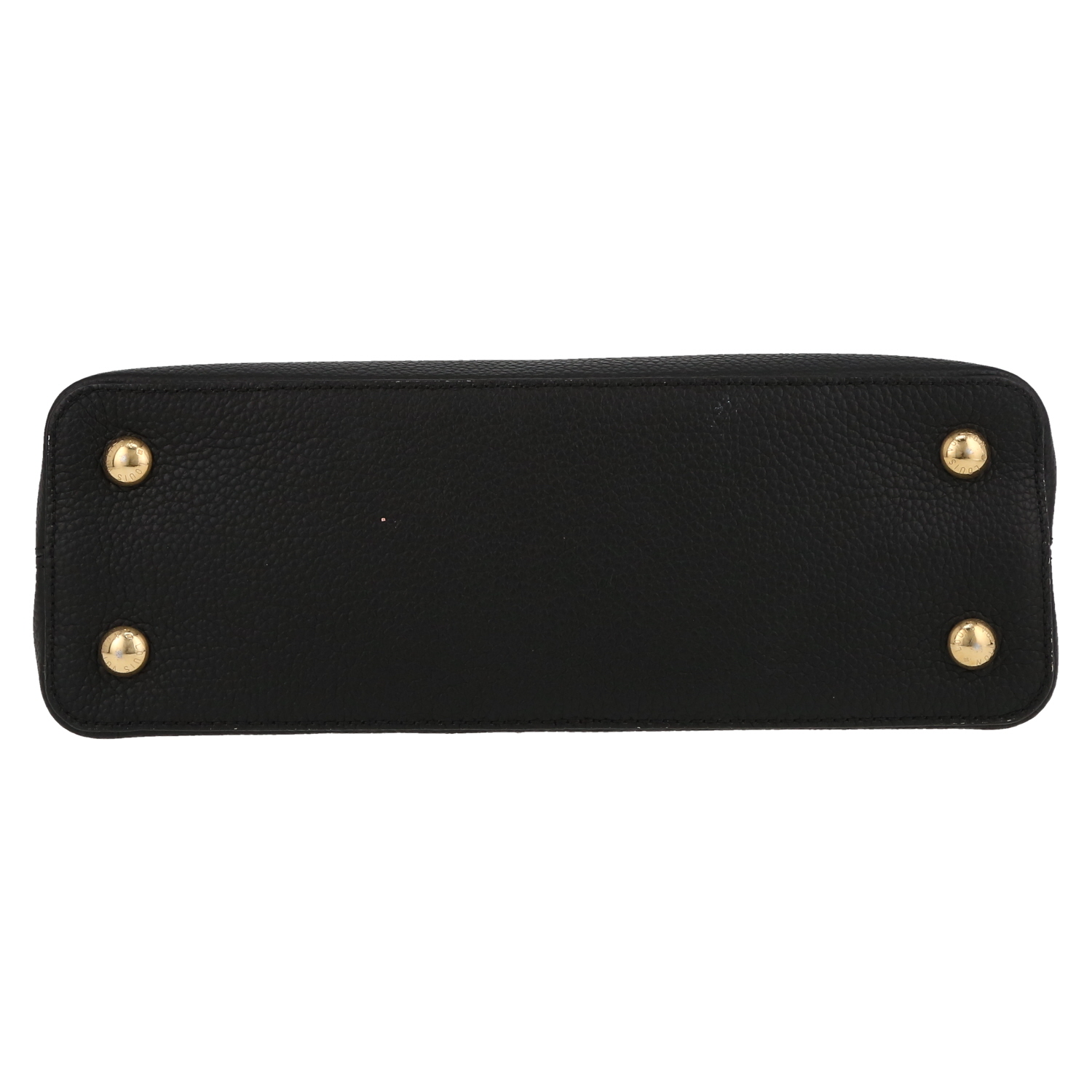 Bolso de mano Louis Vuitton  Capucines modelo mediano  en cuero granulado negro - Detail D1