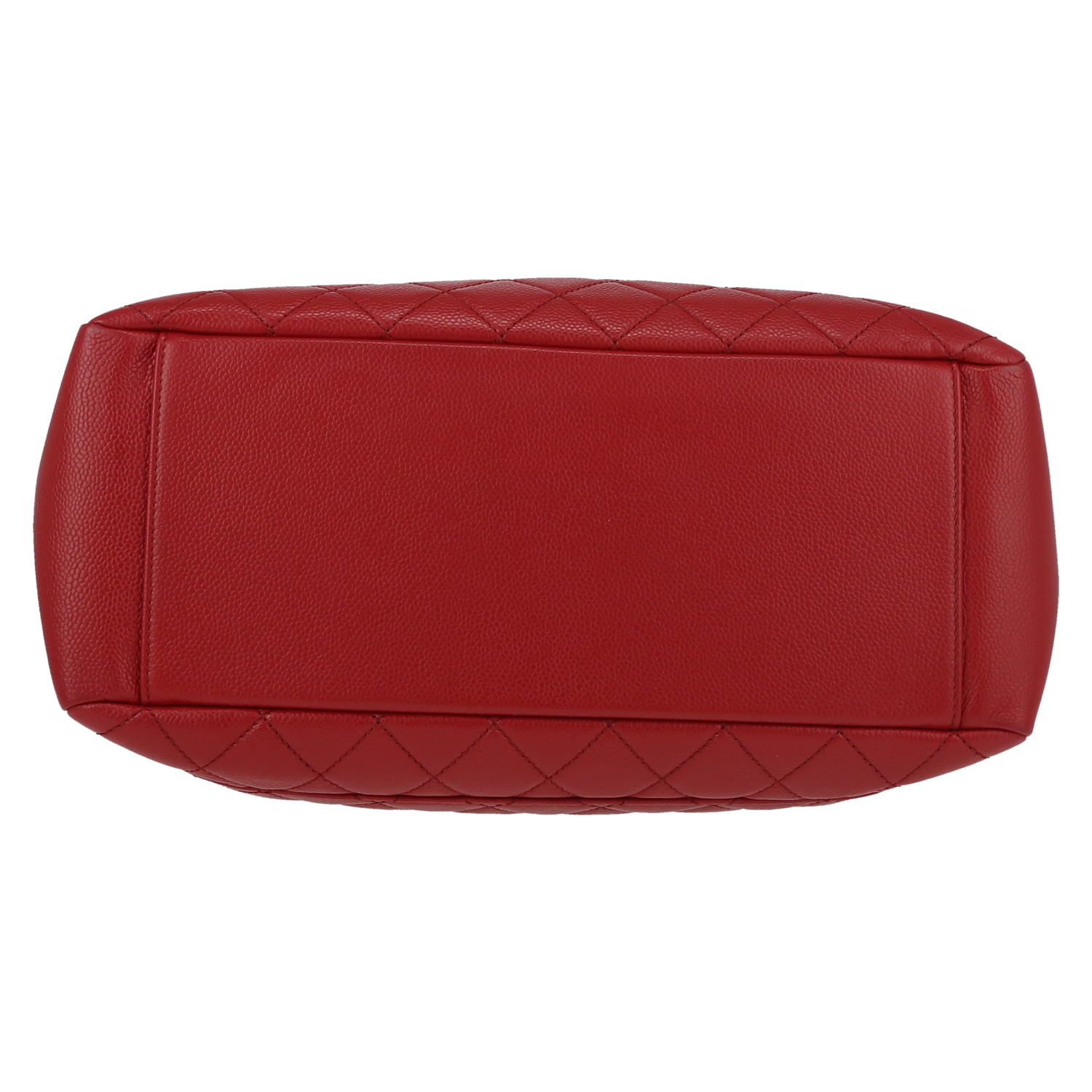 Sac porté épaule ou main Chanel  Shopping GST en cuir grainé matelassé rouge - Detail D1