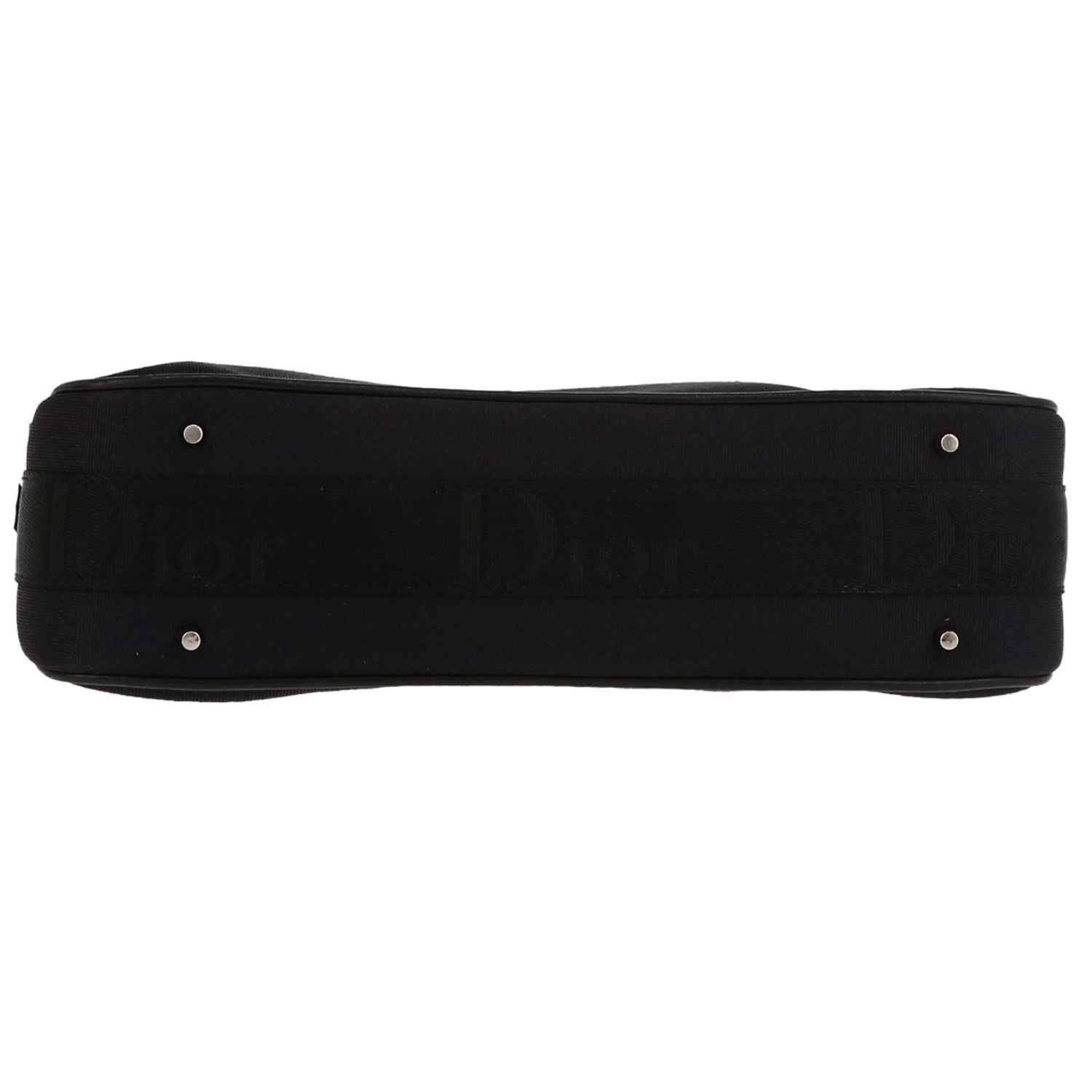 Sac à main Dior   en toile noire et cuir noir - Detail D1