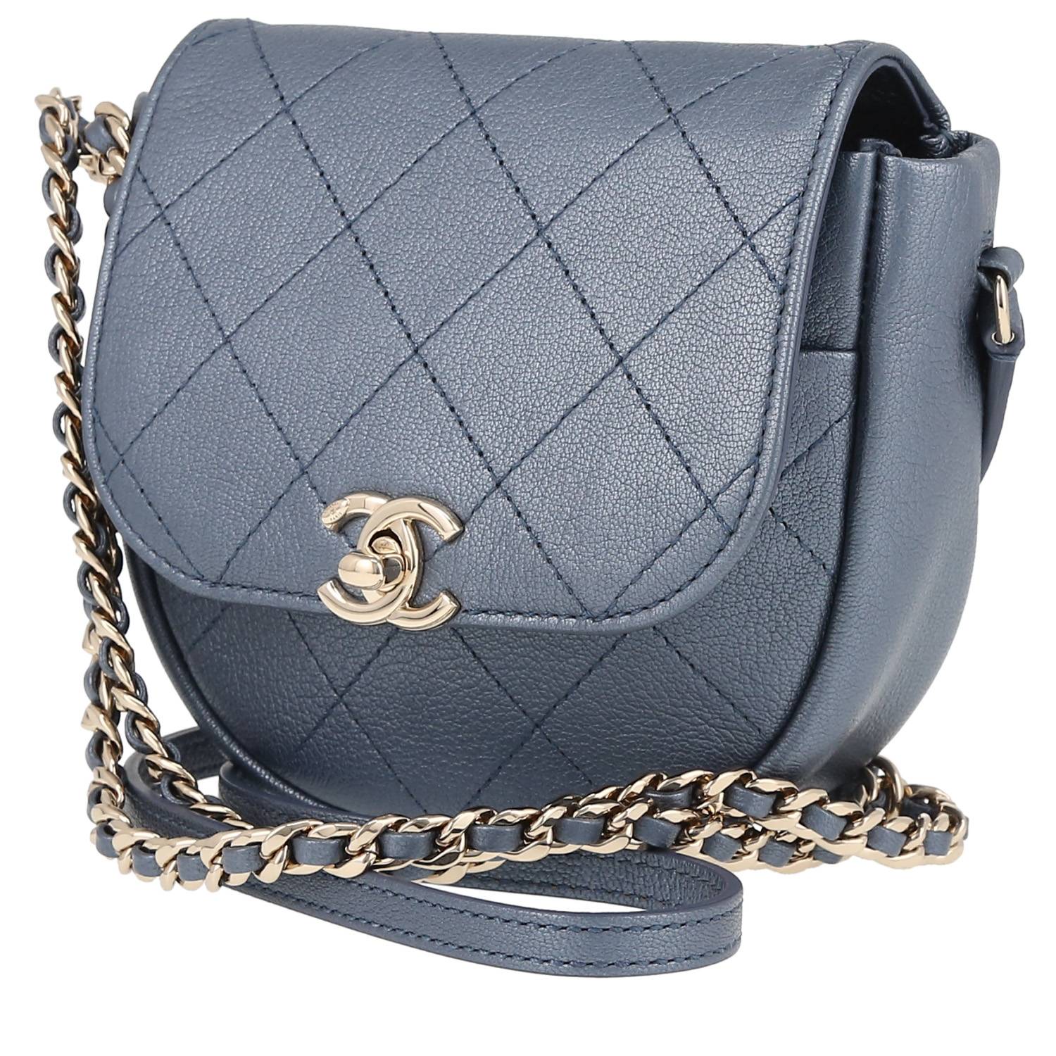 Chanel Small Model Shoulder Bag in Blue Quilted Leather