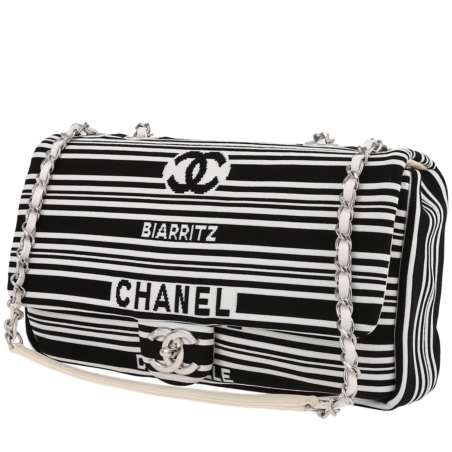 Chanel Timeless handbag in black and white canvas