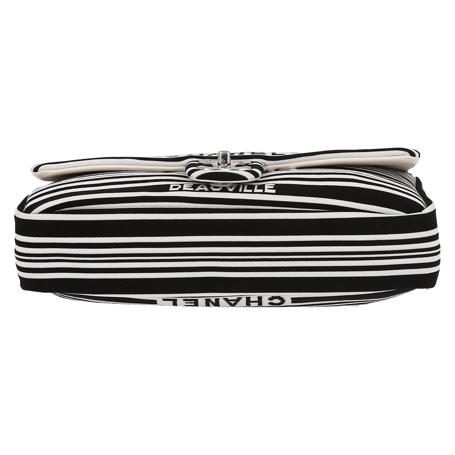 Sac à main Chanel  Timeless en toile noire et blanche - Detail D1