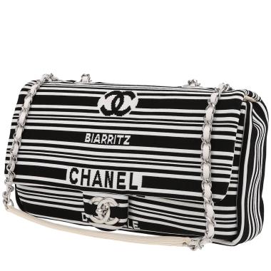 Sac à main Chanel  Timeless en toile noire et blanche