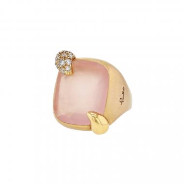 Anello Pomellato Ritratto modello medio in oro rosa, quarzo e diamanti
