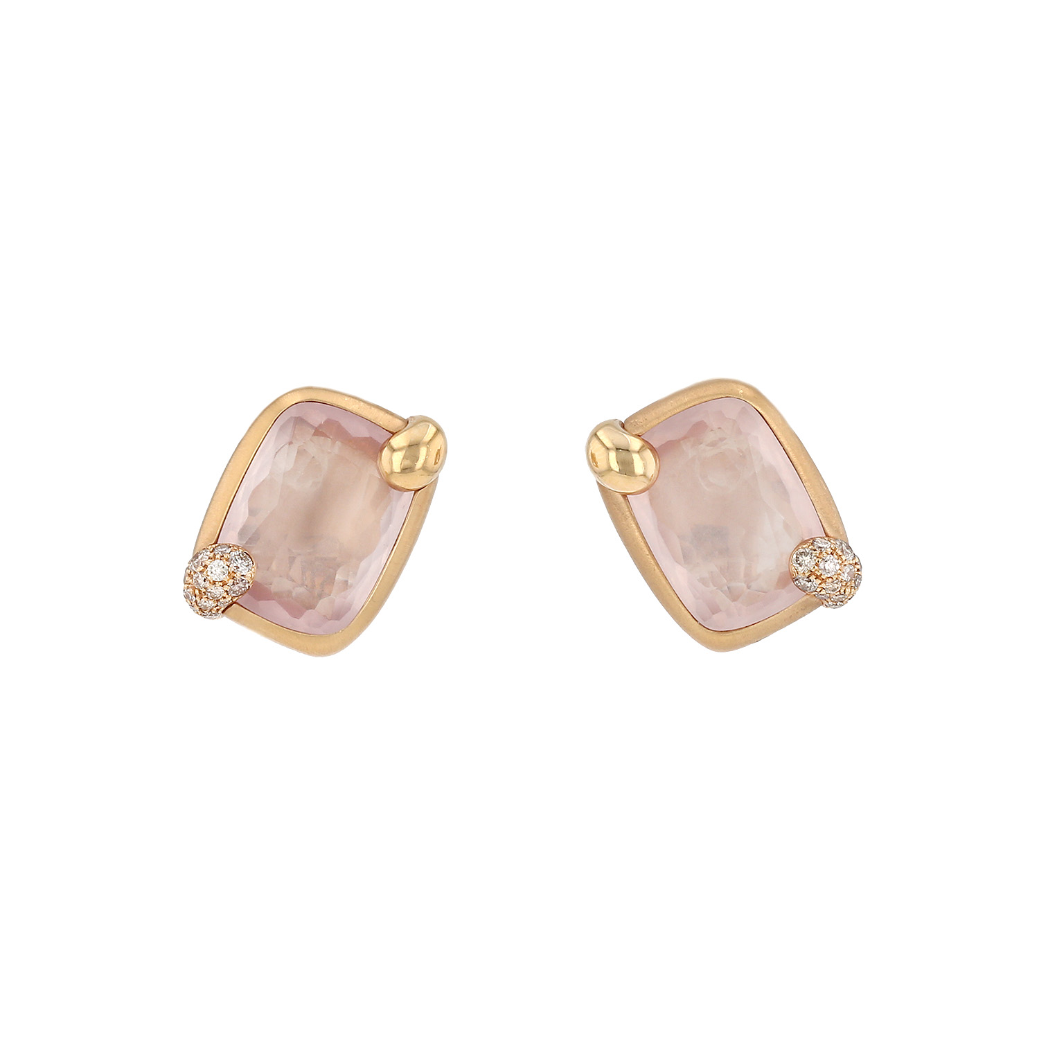 Pomellato Ritratto earrings in pink gold, quartz and diamonds