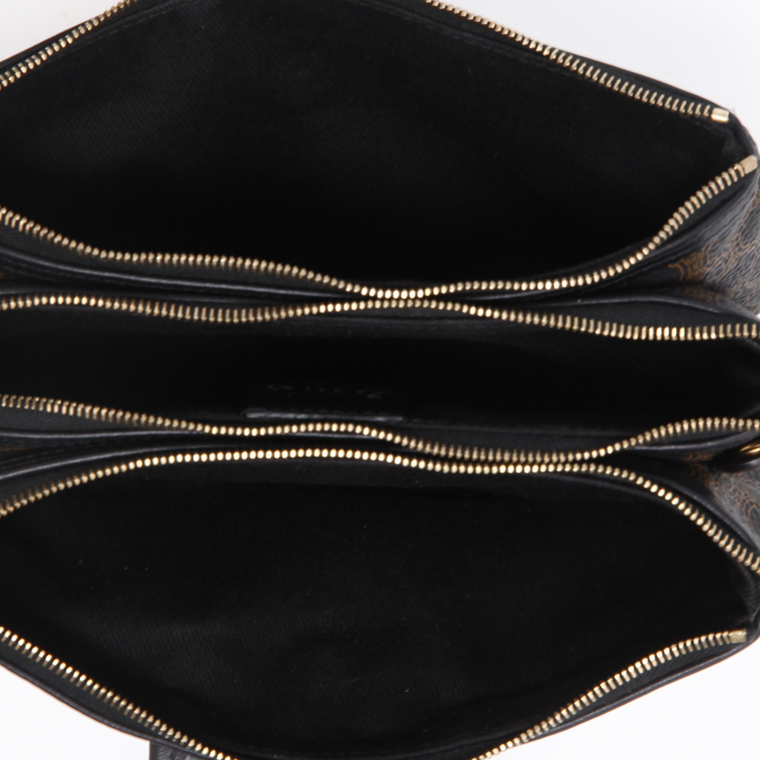 Borsa da spalla o a mano Celine  Vintage in tela cerata marrone e pelle nera - Detail D3