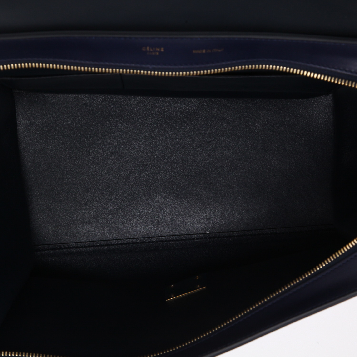 Bolso de mano Celine  Trapeze modelo mediano  en cuero azul y ante azul - Detail D3