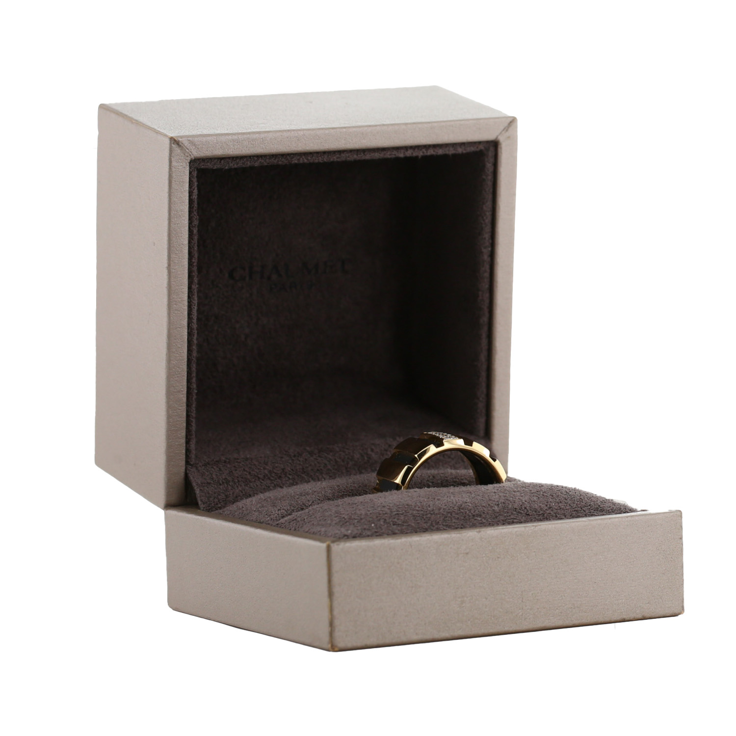 Chaumet Class One ring in yellow gold, diamonds and rubber - Detail D2