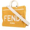 Shopping bag Fendi  Sunshine in tela gialla e bianca e pelle bianca - 00pp thumbnail