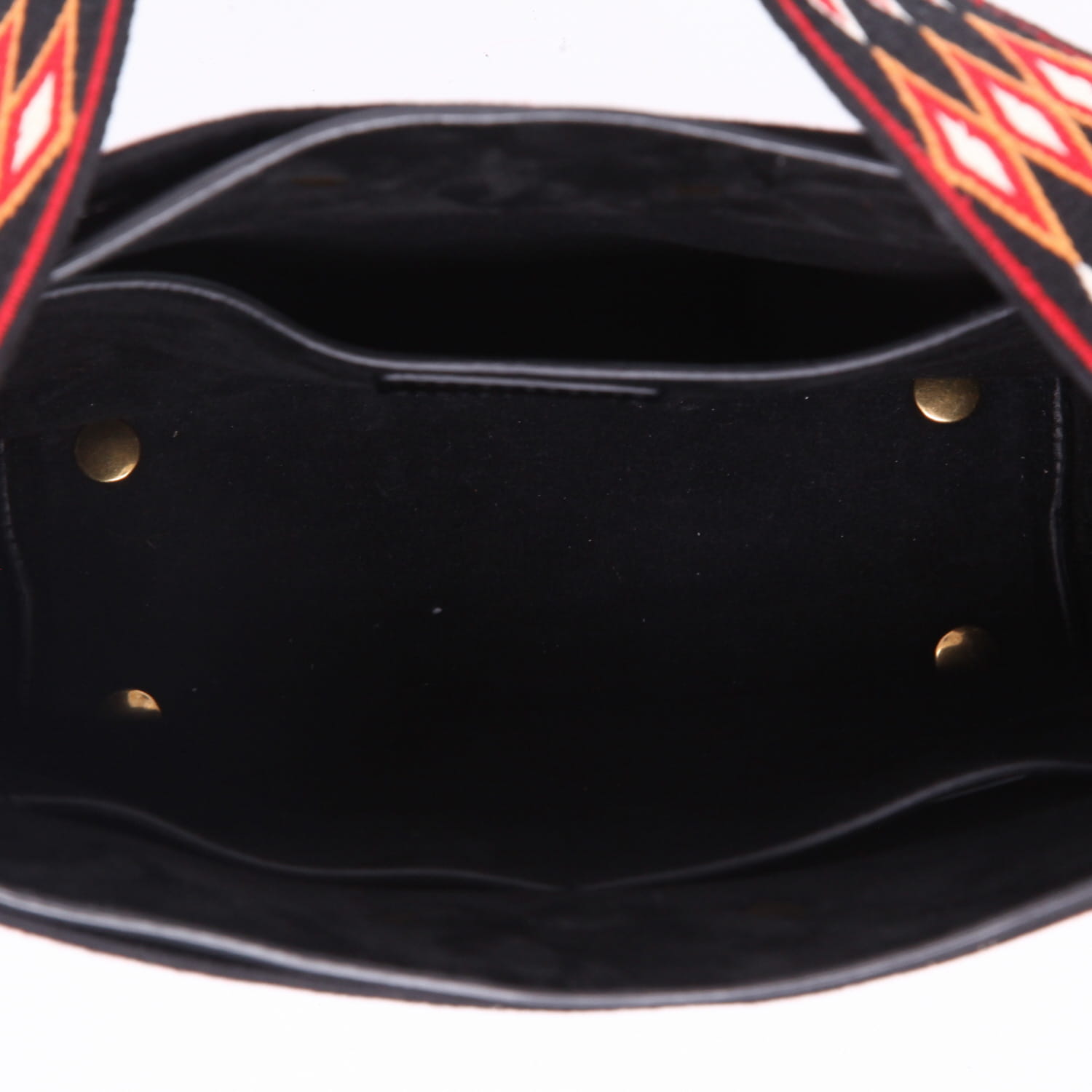 Bolso de mano Dior   en cuero negro y lona multicolor - Detail D3