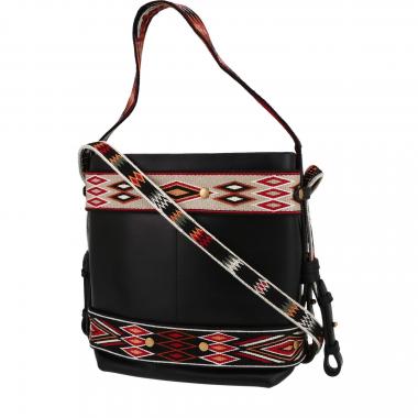 Borsa Dior   in pelle nera e tela multicolore
