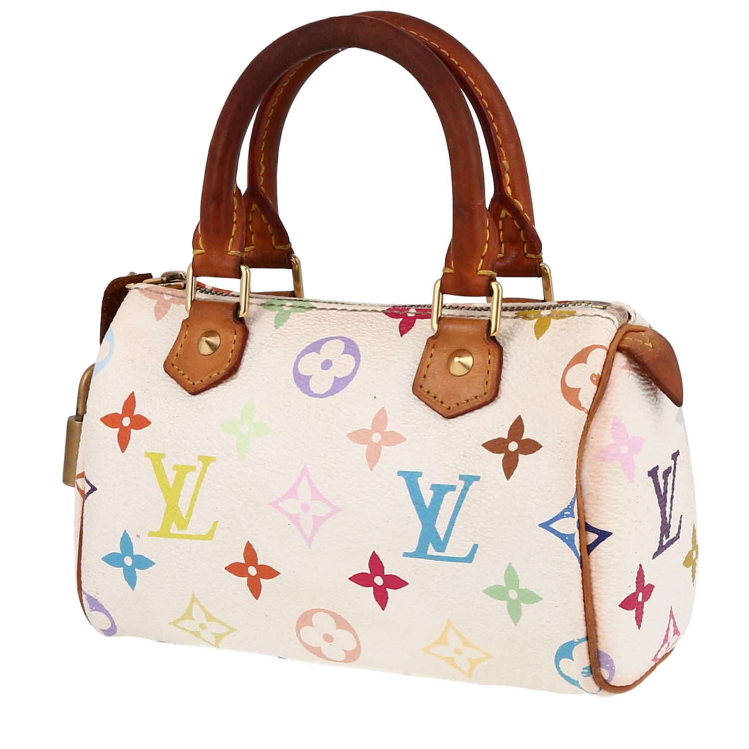 Louis Vuitton Nano Speedy Handbag in Multicolor and White Monogram