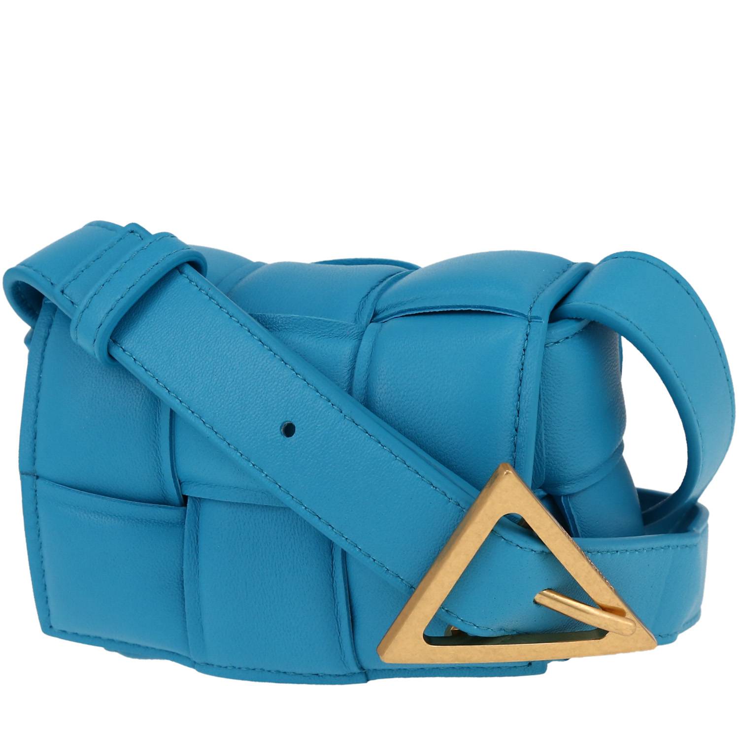 Bottega Veneta Cassette shoulder bag in blue intrecciato leather