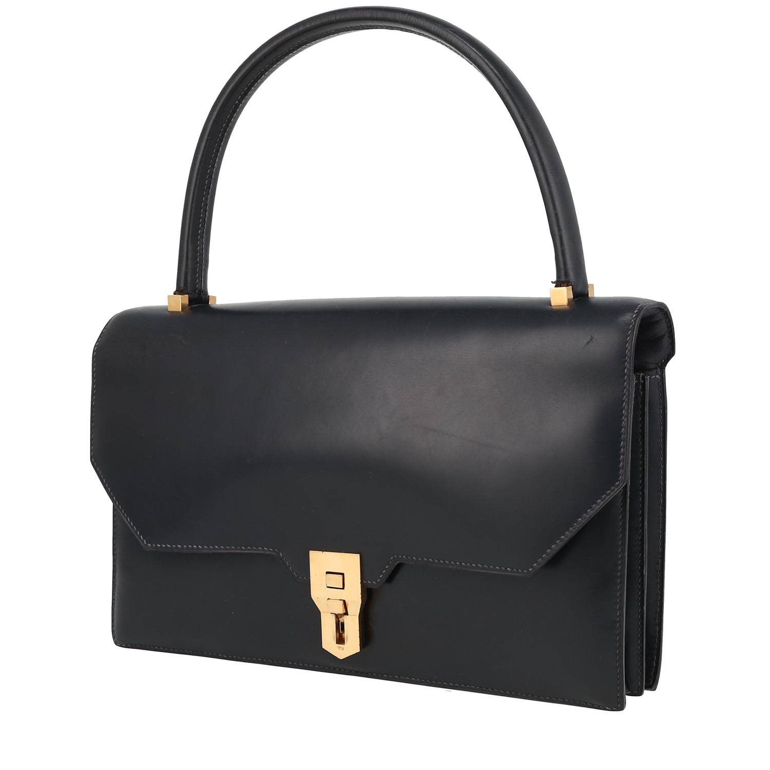 Hermes Kelly Sellier Bag 32cm Vintage 1971 Black Box Calf Leather