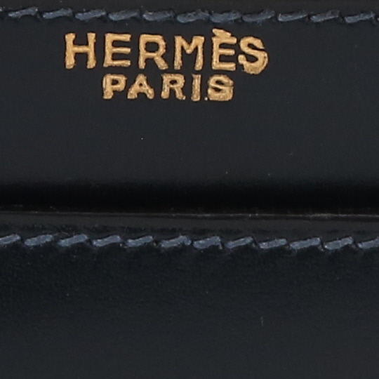 Hermès  Pax handbag  in navy blue box leather - Detail D2