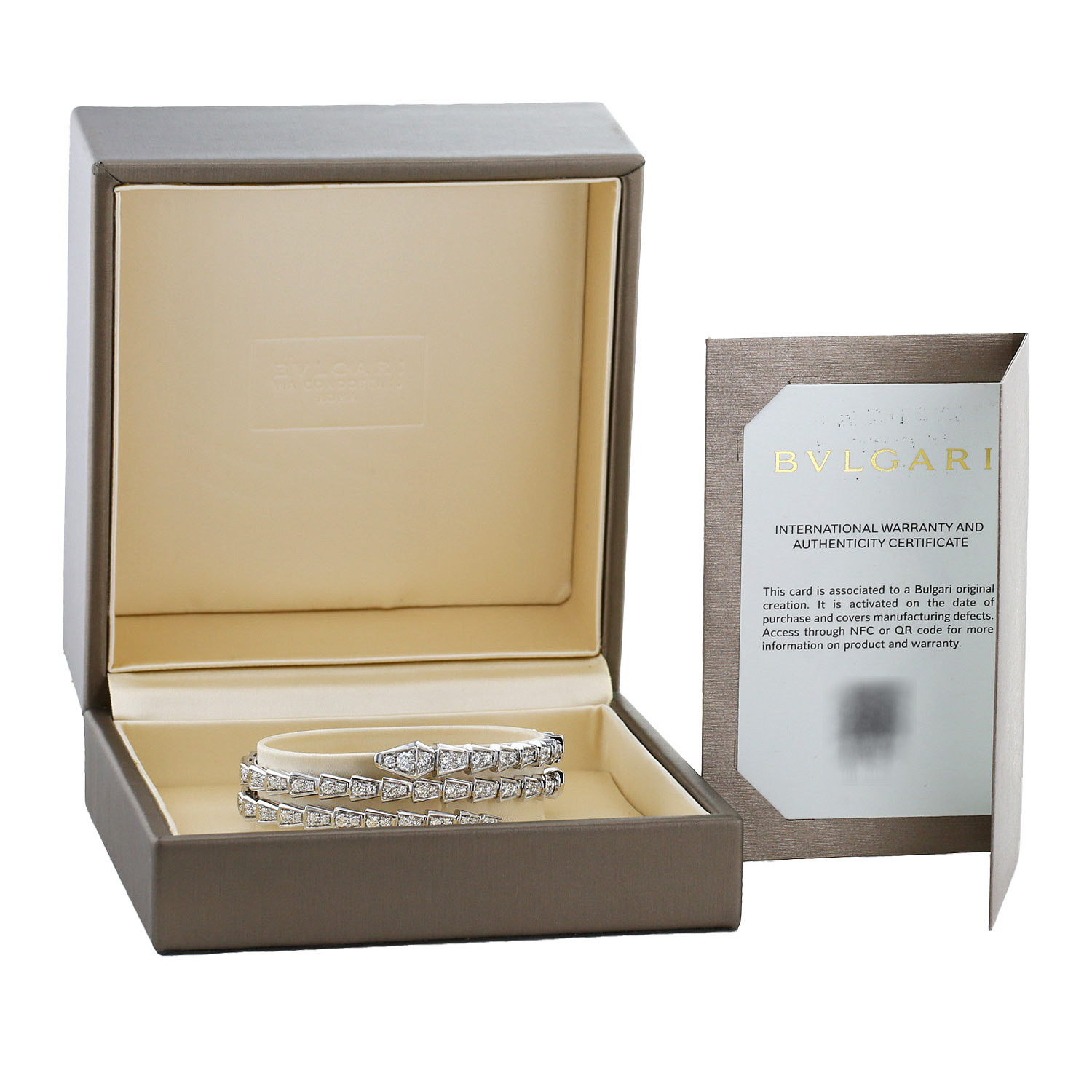 Bracciale semirigido Bulgari Serpenti Viper in oro bianco e diamanti - Detail D2