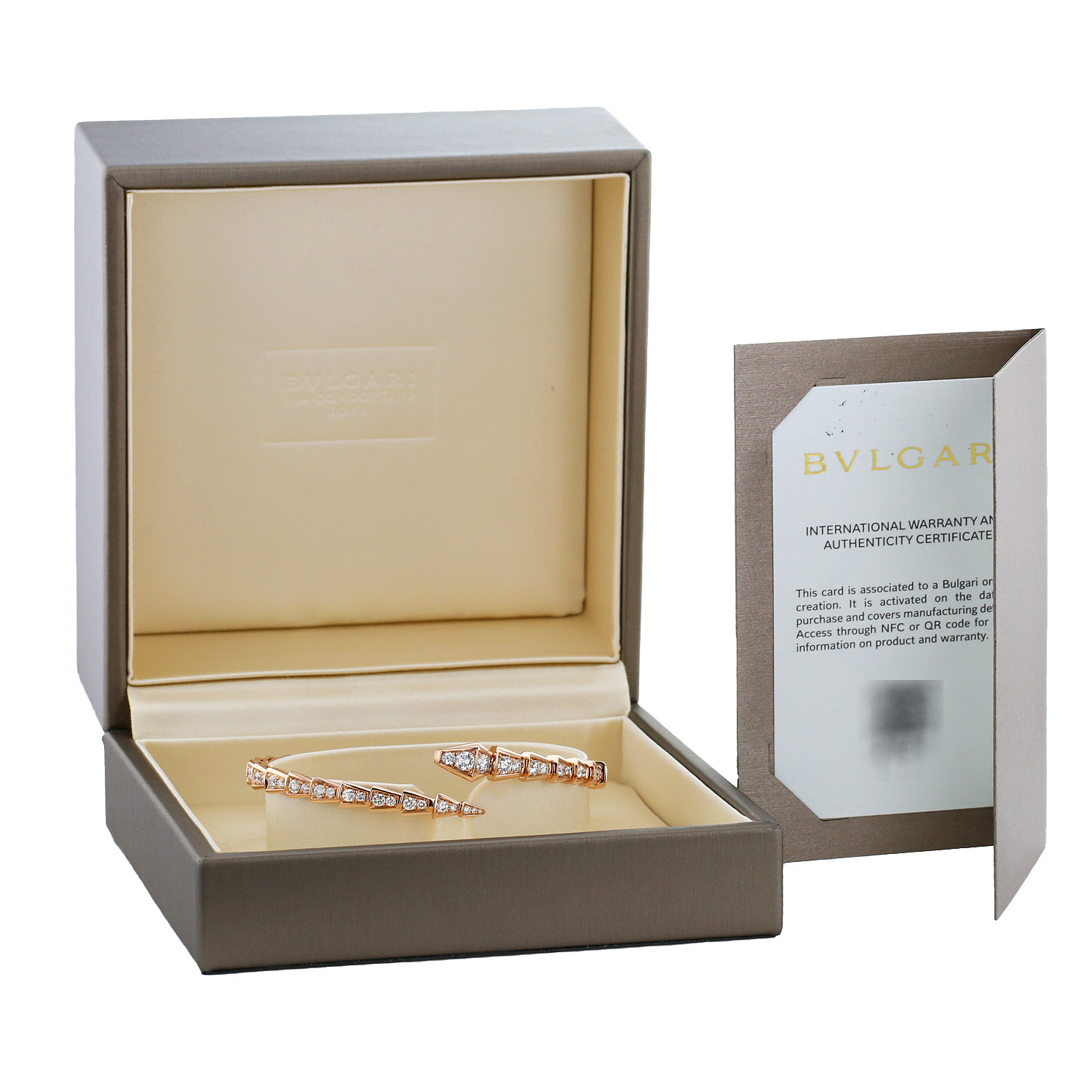 Hald-rigid Bulgari Serpenti Viper bracelet in pink gold and diamonds