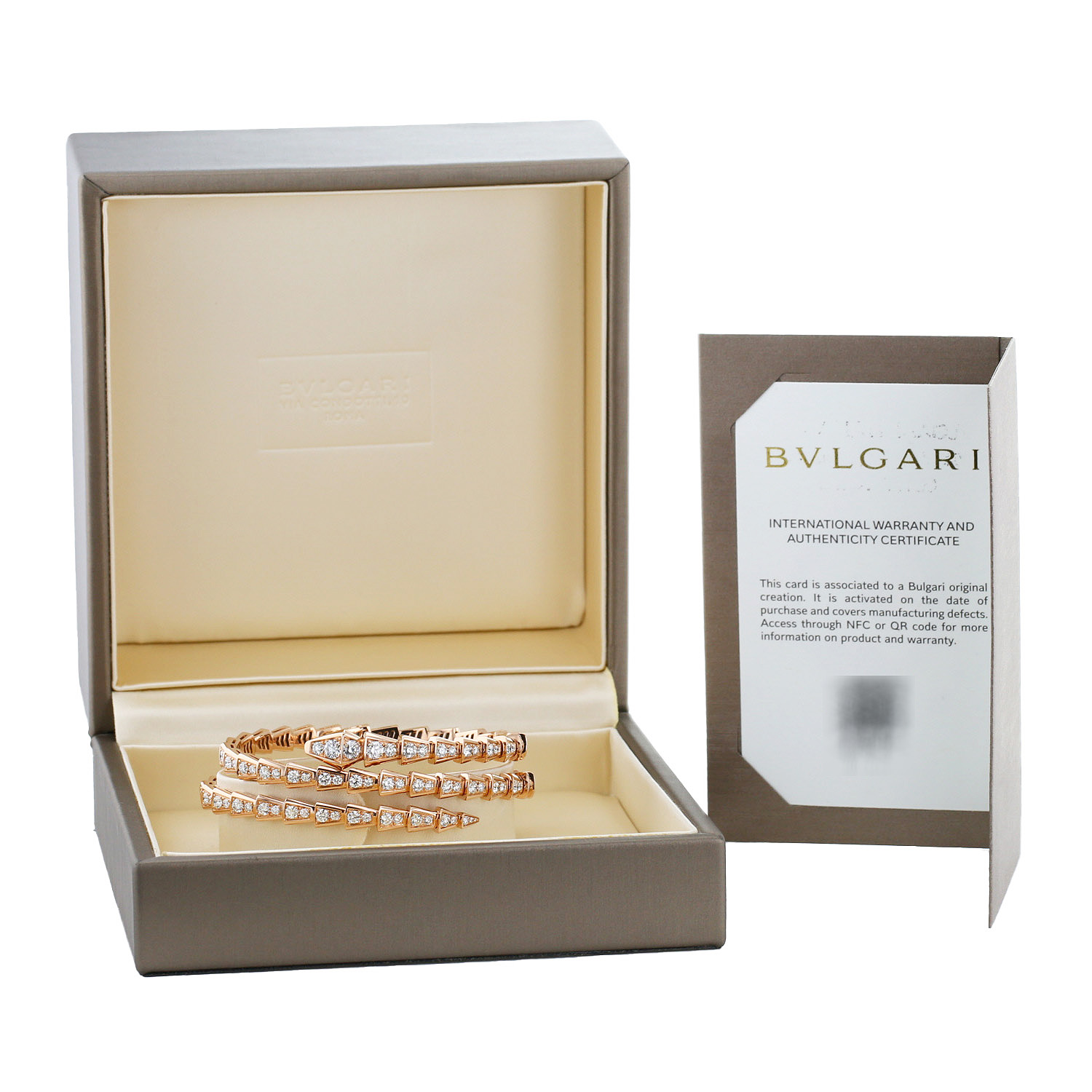 Hald-rigid Bulgari Serpenti Viper bracelet in pink gold and diamonds