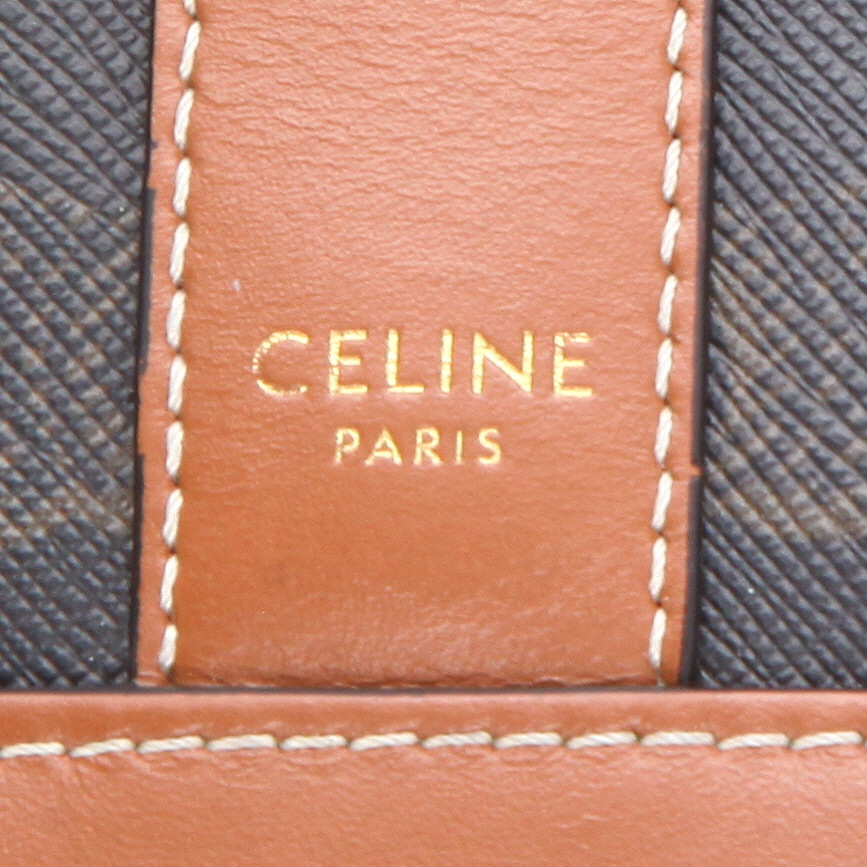 Sac bandoulière Celine  Seau petit modèle  en toile monogram marron et cuir marron - Detail D2