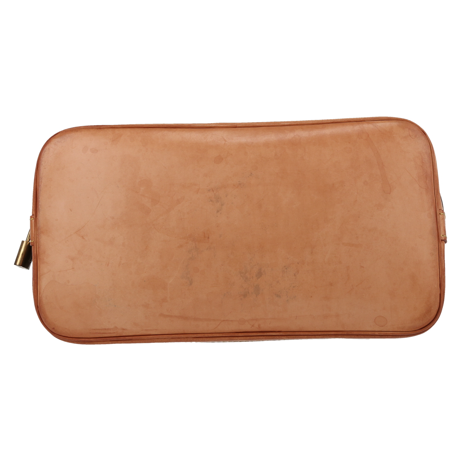 Borsa Louis Vuitton  Alma in tela monogram marrone e pelle naturale - Detail D1