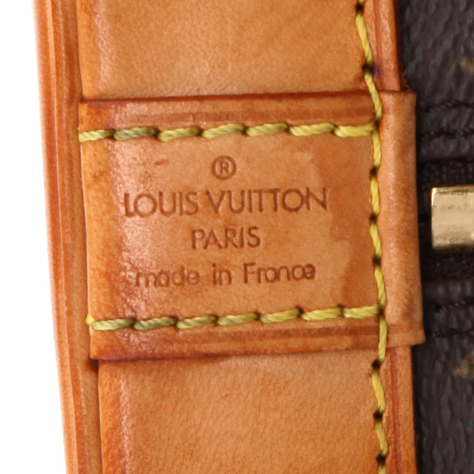Sac à main Louis Vuitton  Alma en toile monogram marron et cuir naturel - Detail D2