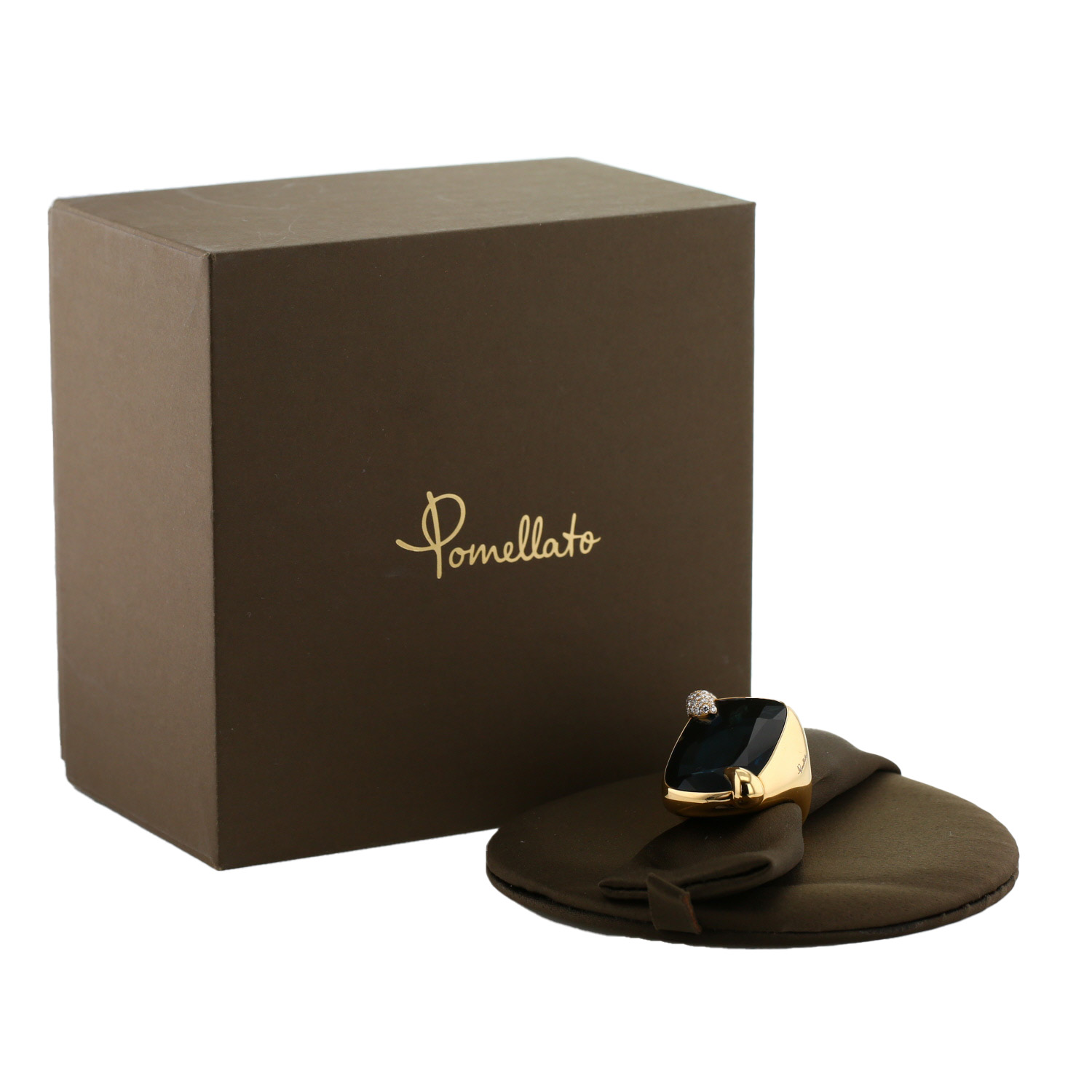 Sortija Pomellato Ritratto modelo grande en oro rosa,  topacio y diamantes - Detail D2