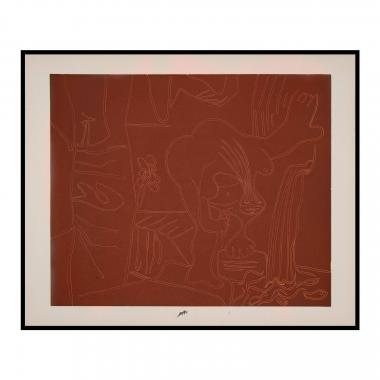 Pablo Picasso (1881-1973), Femme nue à la source - 1962, Linogravure en couleurs sur papier