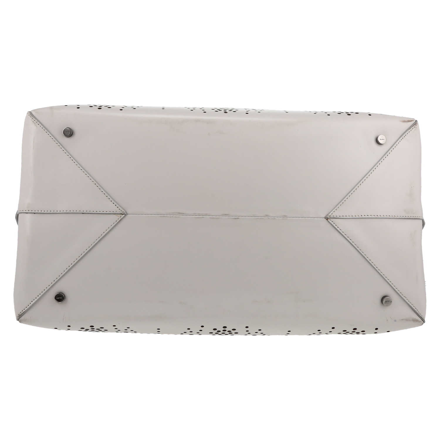 Alaïa   shopping bag  in white leather - Detail D1