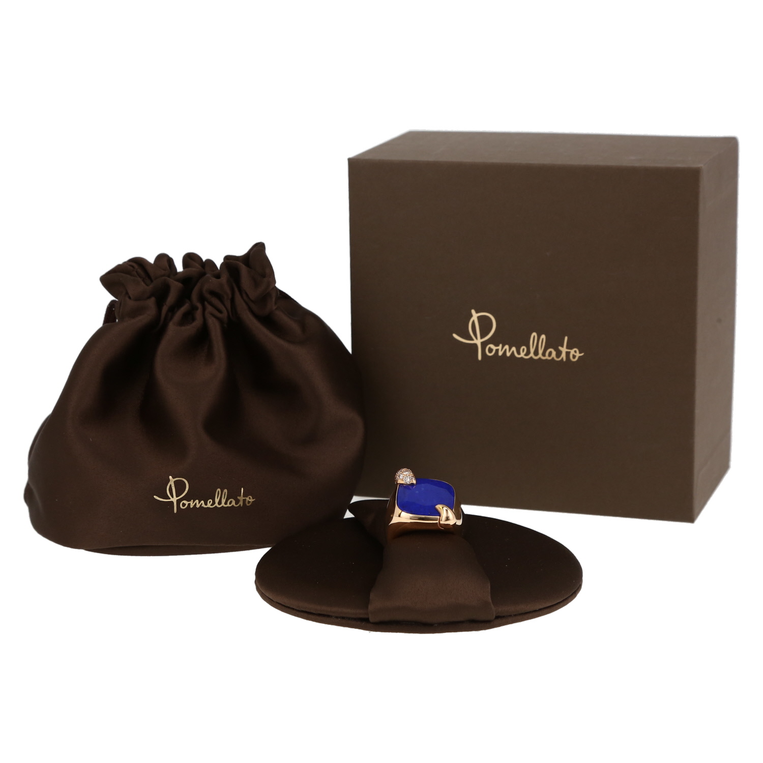 Bague Pomellato Ritratto moyen modèle en or rose, lapis-lazuli et diamants - Detail D2