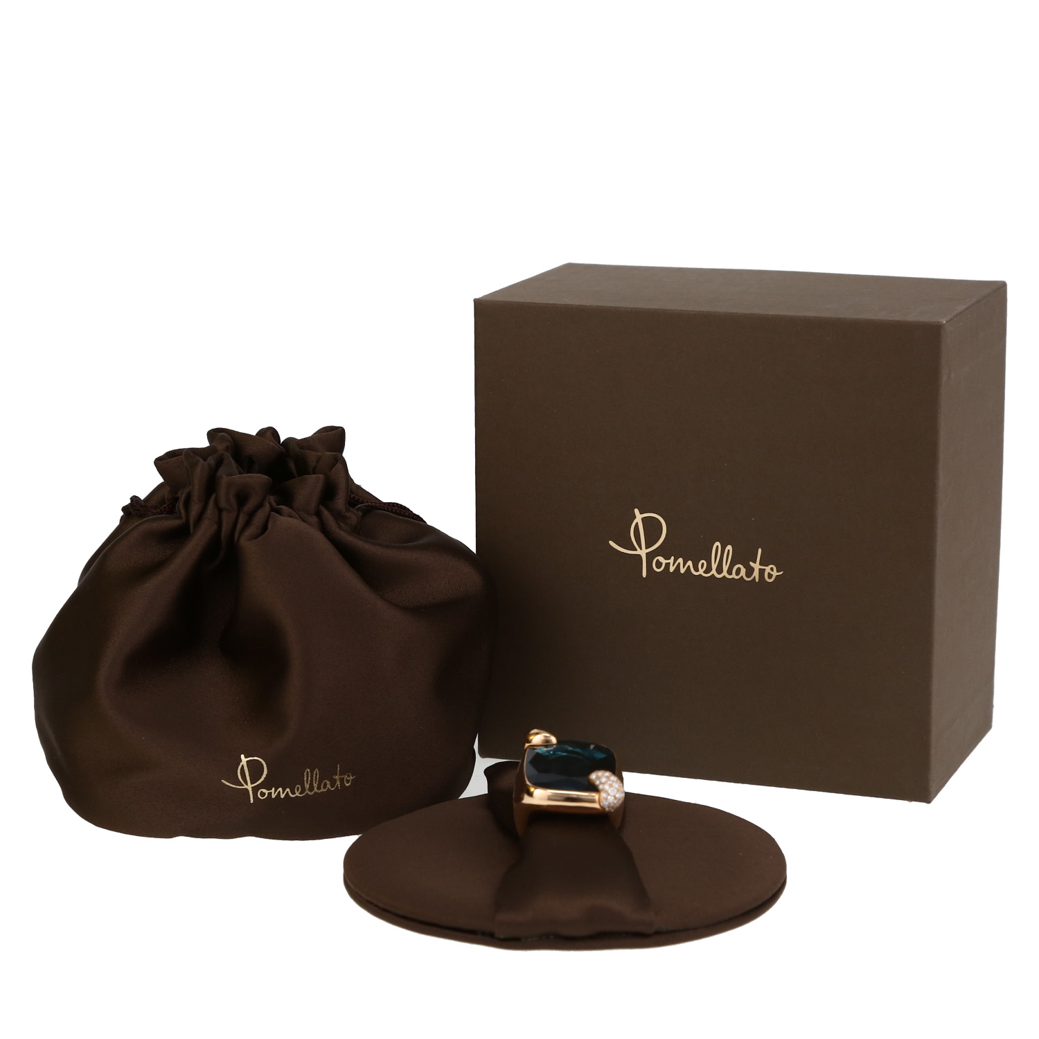 Pomellato Ritratto large model ring in pink gold, topaz and diamonds - Detail D2