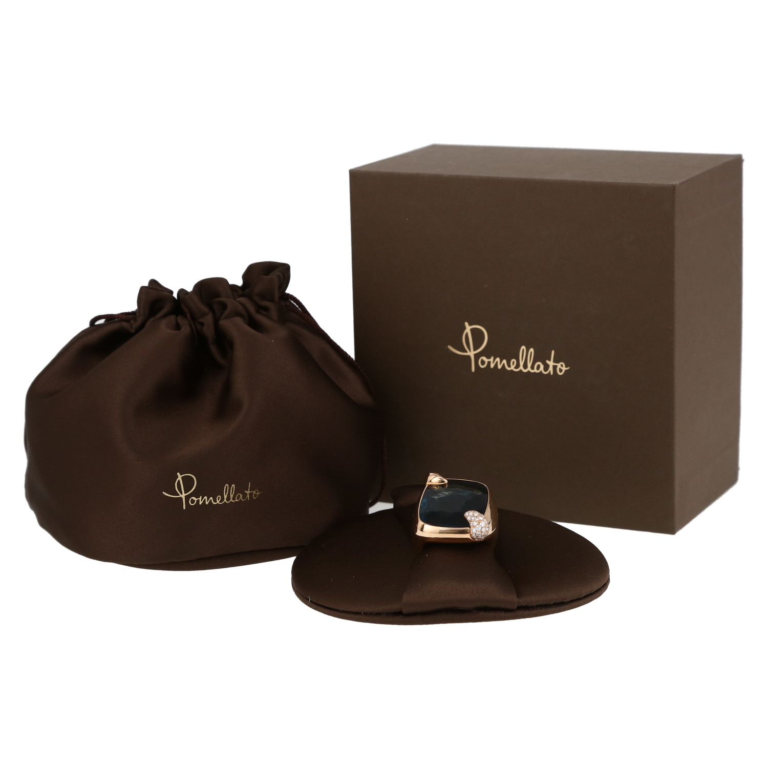 Anello Pomellato Ritratto modello grande in oro rosa, topazio e diamanti - Detail D2