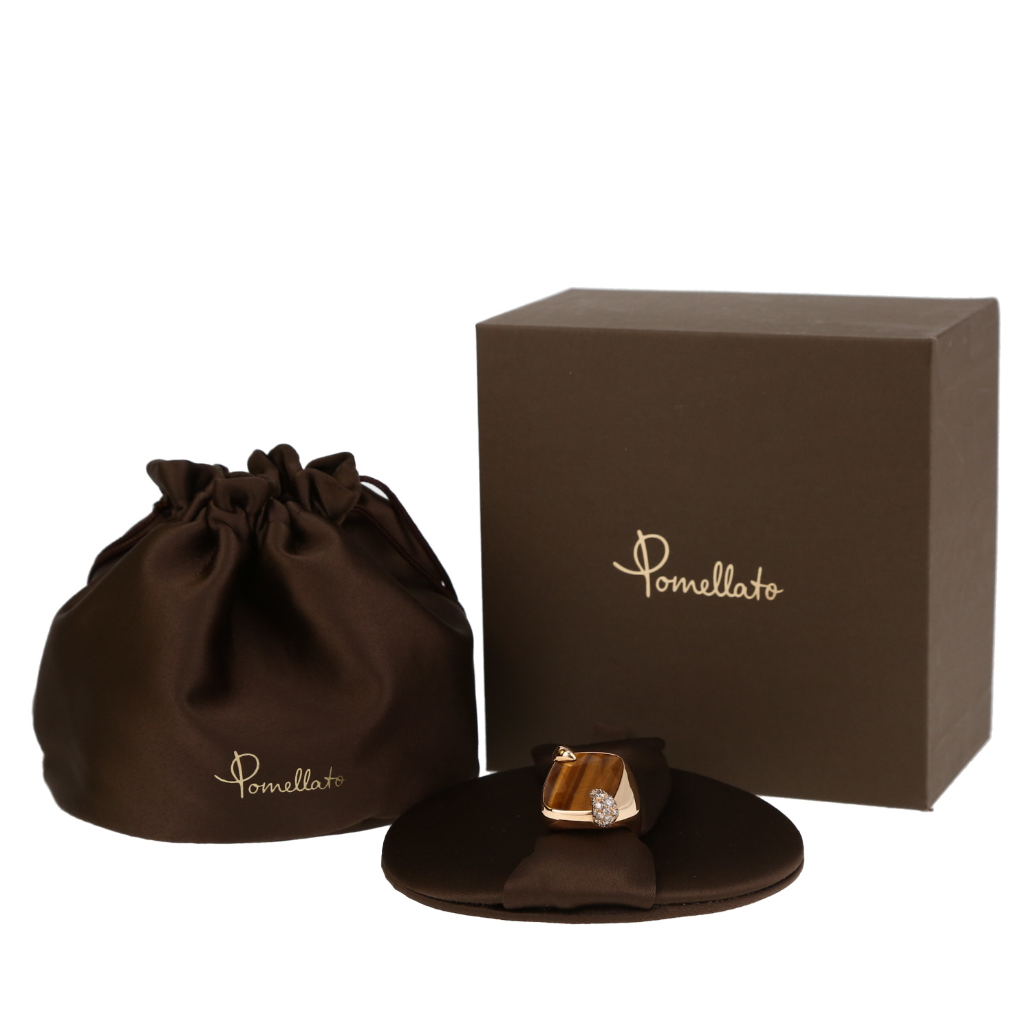 Pomellato Ritratto medium model ring in yellow gold, quartz and diamonds - Detail D2