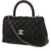 Borsa a tracolla Chanel  Coco Handle mini  in pelle martellata e trapuntata nera - 00pp thumbnail